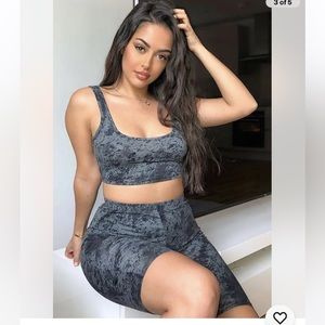 Fashion Nova Biker Short Set – Black Combo, XS, Crop Tank & Shorts NWT